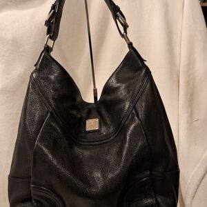 MCM Black Leather Hobo Bag